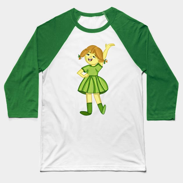 The Girl in Green Delight Baseball T-Shirt by Meeno